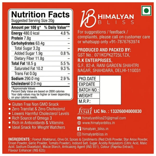 nutrition facts tangy Masti Flavour 6-In-1 Combo
